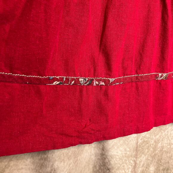 Vintage 90s Jing Gu Zhai Floral Patchwork Fit & Flare Maxi Dress Sleeveless Red - Picture 6 of 8